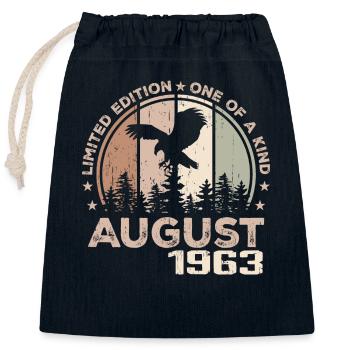 Incomparable depuis août 1963, 61e Anniversaire - Sac cadeau en coton avec cordon (25 x 30 cm) - bleu marine - Devant