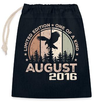 Incomparable depuis août 2016, 8e Anniversaire - Sac cadeau en coton avec cordon (25 x 30 cm) - bleu marine - Devant