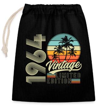 1964 Vintage Jahrgang Retro Geburtstag Geschenk - Verschließbarer Geschenkbeutel aus Baumwolle (25x30cm) - Schwarz - Vorne