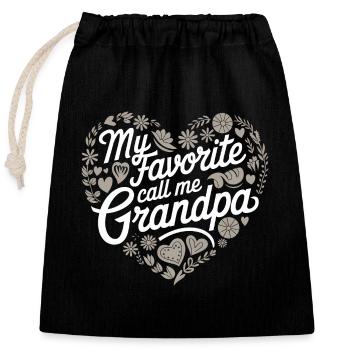 Papy Grand-père Famille Fête des pères - Sac cadeau en coton avec cordon (25 x 30 cm) - noir - Devant