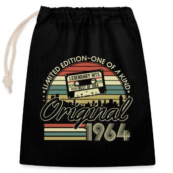1964 Jahrgang Vintage Retro Geburtstag Geschenk - Verschließbarer Geschenkbeutel aus Baumwolle (25x30cm) - Schwarz - Vorne