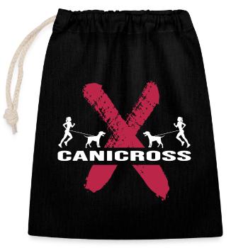 Canicross dogrun canicross-girl laufen mit Hund - Verschließbarer Geschenkbeutel aus Baumwolle (25x30cm) - Schwarz - Vorne