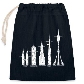 Les plus hauts gratte-ciel Nuages Bâtiments Méga tours - Sac cadeau en coton avec cordon (25 x 30 cm) - bleu marine - Devant