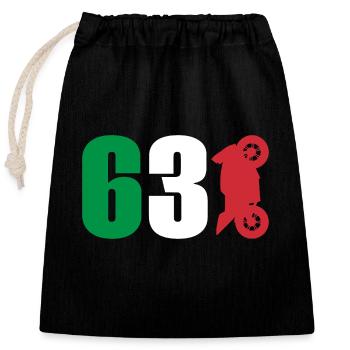 63 Motorcycle Motorsport Italy - Closable cotton gift bag (25x30cm) - black - Front