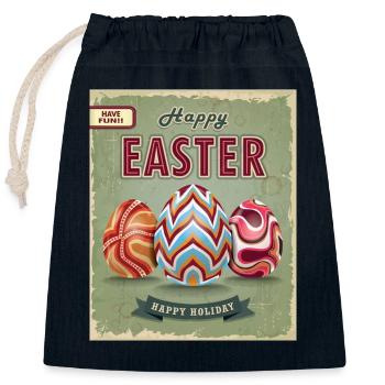 Happy Easter Amo - Sac cadeau en coton avec cordon (25 x 30 cm) - bleu marine - Devant