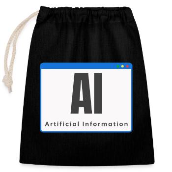 AI Artificial information Künstliche Intelligenz - Verschließbarer Geschenkbeutel aus Baumwolle (25x30cm) - Schwarz - Vorne