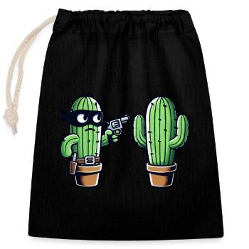 Raid drôle de cactus dans le Far West - Sac cadeau en coton avec cordon (25 x 30 cm) - noir - Devant