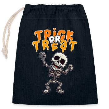 Halloween Design Creepy Skeleton Design - Closable cotton gift bag (25x30cm) - navy - Front