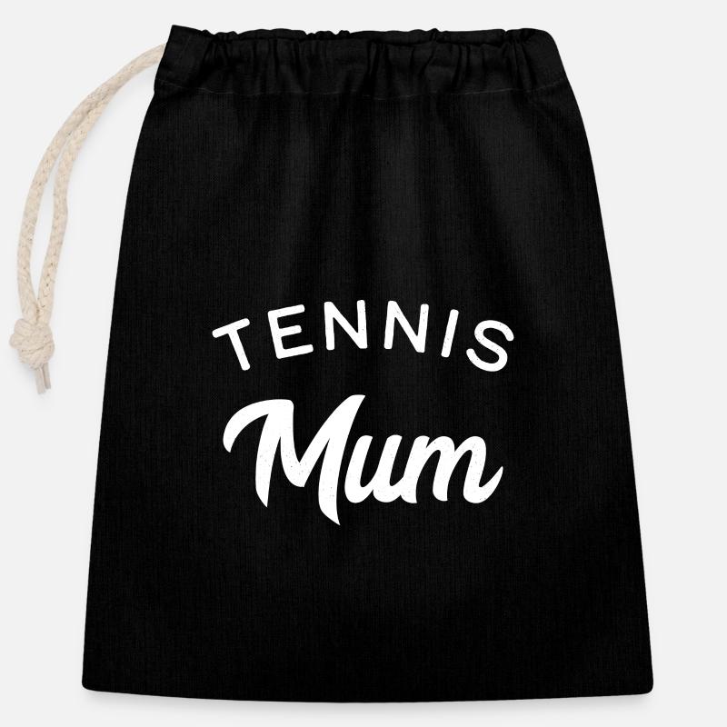 Tennis-Mama - Verschließbarer Geschenkbeutel aus Baumwolle (25x30cm) - Schwarz