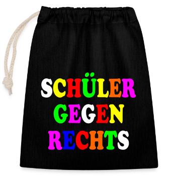 Schüler gegen rechts - Verschließbarer Geschenkbeutel aus Baumwolle (25x30cm) - Schwarz - Vorne