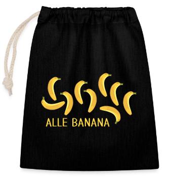 vegetarian organic vegetarian vegan "Banana Banana" - Closable cotton gift bag (25x30cm) - black - Front