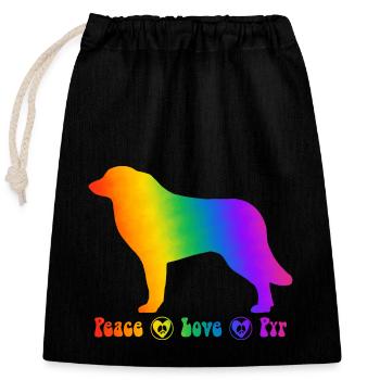 Pyrenean mountain dog, fully customizable as desired - Closable cotton gift bag (25x30cm) - black - Front