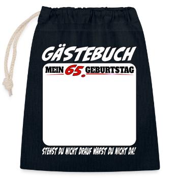 65th Birthday Guestbook 65 Years Lustig - Closable cotton gift bag (25x30cm) - navy - Front