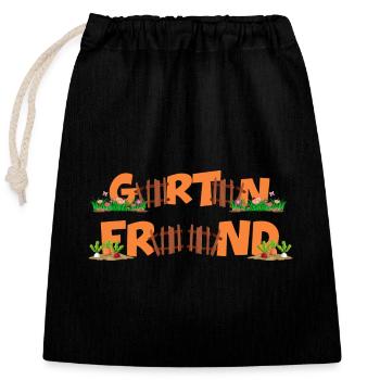 Garden Friend Allotment Gardening Organic Garden - Closable cotton gift bag (25x30cm) - black - Front