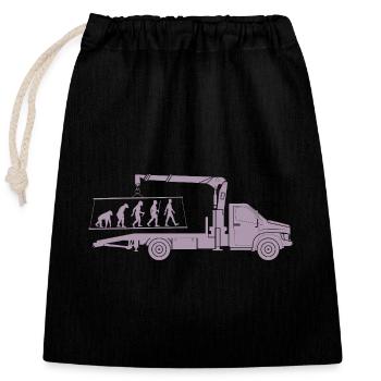 Abschlepper Evolution Silhouette Minimalistisch - Verschließbarer Geschenkbeutel aus Baumwolle (25x30cm) - Schwarz - Vorne