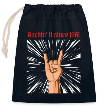 Rockin it since 1961 Heavy Metal Birthday Greetings - Sac cadeau en coton avec cordon (25 x 30 cm) - bleu marine - Devant