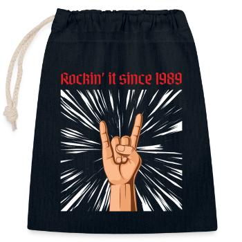 Rockin it since 1989 Heavy Metal Geburtstag Gruß - Verschließbarer Geschenkbeutel aus Baumwolle (25x30cm) - Navy - Vorne