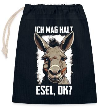 Esel Eselchen Maultier Muli - Verschließbarer Geschenkbeutel aus Baumwolle (25x30cm) - Navy - Vorne