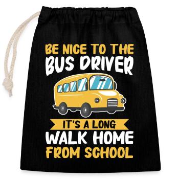 Bus Busfahrer Schulbus - Verschließbarer Geschenkbeutel aus Baumwolle (25x30cm) - Schwarz - Vorne