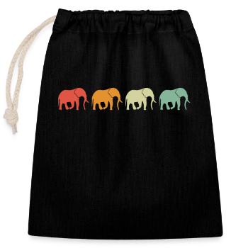 Elefant Tier Elefanten Zoo - Verschließbarer Geschenkbeutel aus Baumwolle (25x30cm) - Schwarz - Vorne