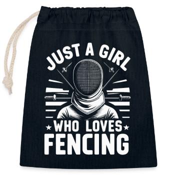 Fencing Fencer - Closable cotton gift bag (25x30cm) - navy - Front