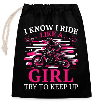 Motocross Dirt Bike Supermoto - Sac cadeau en coton avec cordon (25 x 30 cm) - noir - Devant