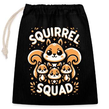 Écureuil, Animal, Rongeur - Sac cadeau en coton avec cordon (25 x 30 cm) - noir - Devant