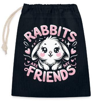 Lapin, Lapin, Animal, Animal De Compagnie, Lapins - Sac cadeau en coton avec cordon (25 x 30 cm) - bleu marine - Devant
