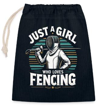 Fencing Fencer - Closable cotton gift bag (25x30cm) - navy - Front