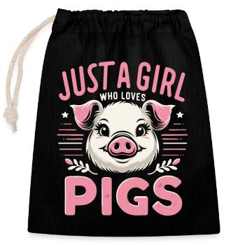 Cochon Animal - Sac cadeau en coton avec cordon (25 x 30 cm) - noir - Devant