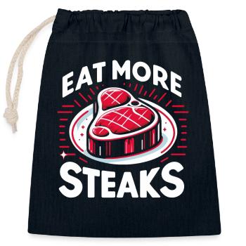 Steak Fleisch Grillen - Verschließbarer Geschenkbeutel aus Baumwolle (25x30cm) - Navy - Vorne
