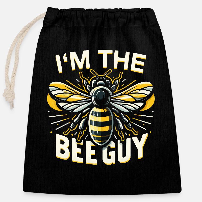 honey bee, beekeeper, bee, bee - Closable cotton gift bag (25x30cm) - black
