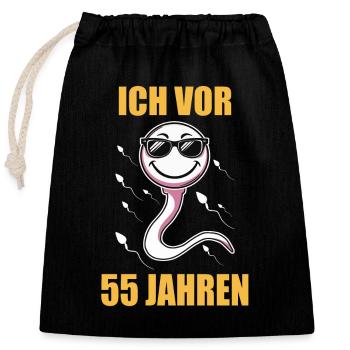 Geburtstagsgeschenk 55 Jahre Geburtstagskind - Verschließbarer Geschenkbeutel aus Baumwolle (25x30cm) - Schwarz - Vorne