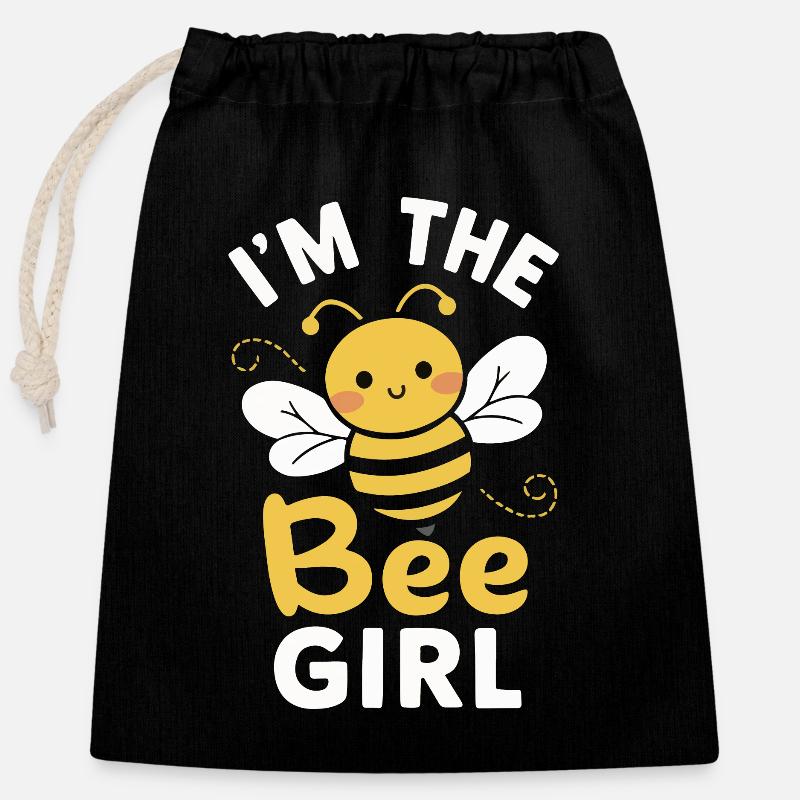 Honigbiene Imker Bienen Biene - Verschließbarer Geschenkbeutel aus Baumwolle (25x30cm) - Schwarz
