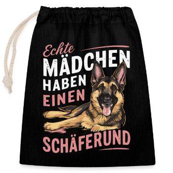 Deutscher Schäferhund Hund Malinois Hunde - Verschließbarer Geschenkbeutel aus Baumwolle (25x30cm) - Schwarz - Vorne