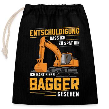 Baggerfahrer Bauarbeiter Baustelle Baumaschine - Verschließbarer Geschenkbeutel aus Baumwolle (25x30cm) - Schwarz - Vorne
