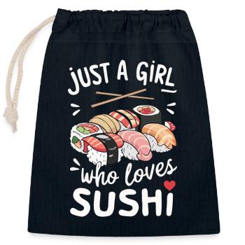 Sushi Japanisches Essen Maki Sushi Kawaii - Verschließbarer Geschenkbeutel aus Baumwolle (25x30cm) - Navy - Vorne
