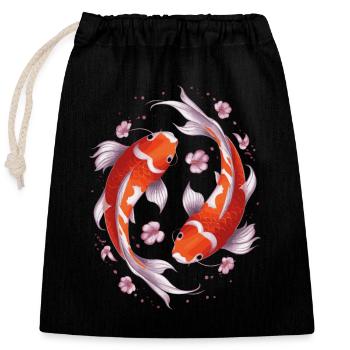 Koi Poisson Carpe Japon Chine Poisson - Sac cadeau en coton avec cordon (25 x 30 cm) - noir - Devant