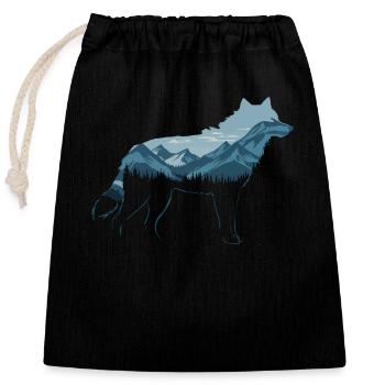 Wolf Wolves Animal Howl - Closable cotton gift bag (25x30cm) - black - Front