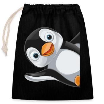 Pinguin Pinguine Tier - Verschließbarer Geschenkbeutel aus Baumwolle (25x30cm) - Schwarz - Vorne