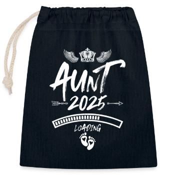 Tante 2025 Loading Spruch - Verschließbarer Geschenkbeutel aus Baumwolle (25x30cm) - Navy - Vorne