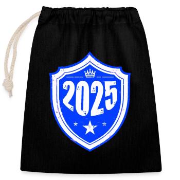 2025 year - Closable cotton gift bag (25x30cm) - black - Front