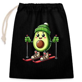 Vacances aux sports d’hiver à l’avocat - Sac cadeau en coton avec cordon (25 x 30 cm) - noir - Devant