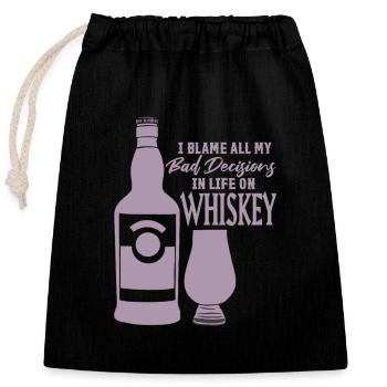 Schlechte Entscheidungen Whiskey Sprüche - Verschließbarer Geschenkbeutel aus Baumwolle (25x30cm) - Schwarz - Vorne