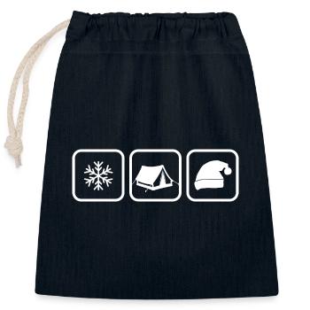 wintercamping mit pudelmütze zelten im schnee - Verschließbarer Geschenkbeutel aus Baumwolle (25x30cm) - Navy - Vorne