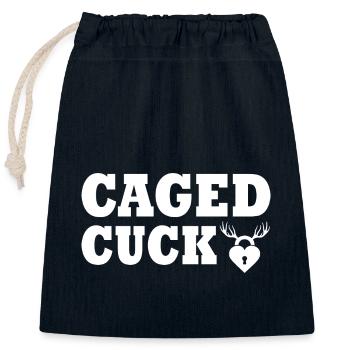 Cuckold caged cuck - Closable cotton gift bag (25x30cm) - navy - Front