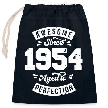 Vintage 1954 birthday - retro 1954 - Closable cotton gift bag (25x30cm) - navy - Front