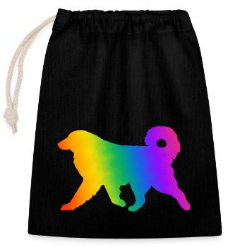 Pyrenäen-Sennenhund, vollständig anpassbar nach Wunsch - Verschließbarer Geschenkbeutel aus Baumwolle (25x30cm) - Schwarz - Vorne