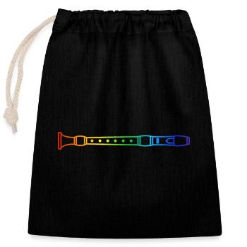 Flûte, Flûte, Orchestre, Musique Arc-en-ciel - Sac cadeau en coton avec cordon (25 x 30 cm) - noir - Devant