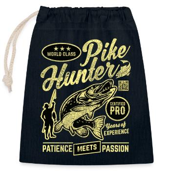 Angler Motiv World Class Pike Hunter, Sepia - Verschließbarer Geschenkbeutel aus Baumwolle (25x30cm) - Navy - Vorne